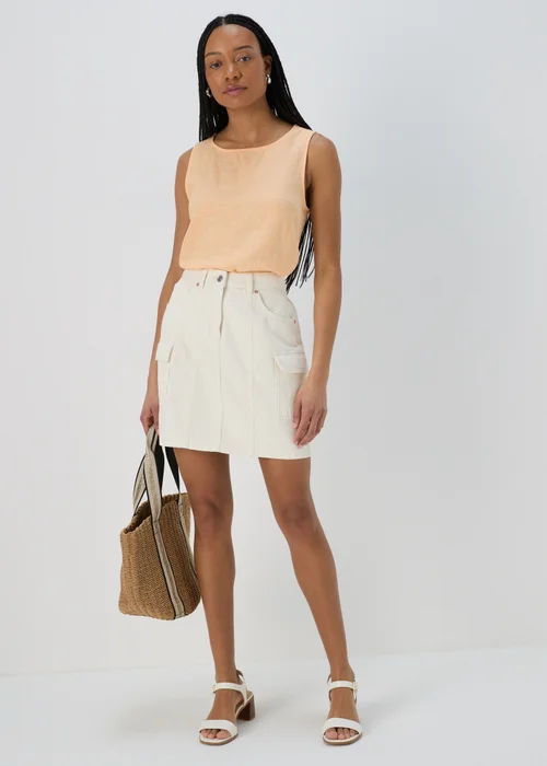 Orange Plain Linen Vest - Size 8 Image 4