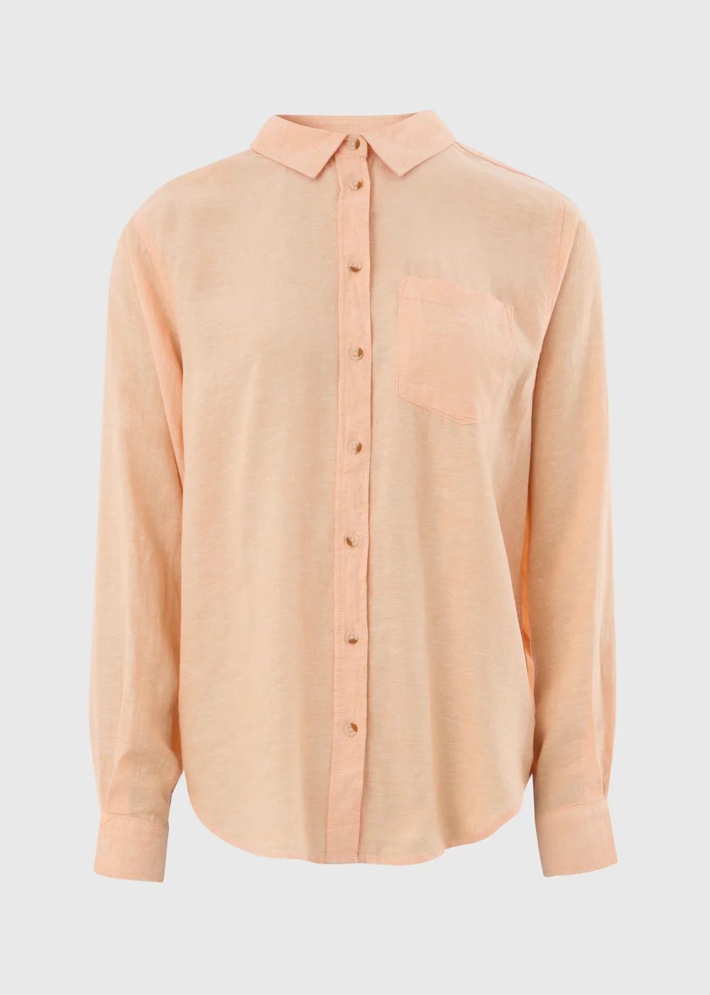 Orange Solid Linen Shirt - 8 Image 5