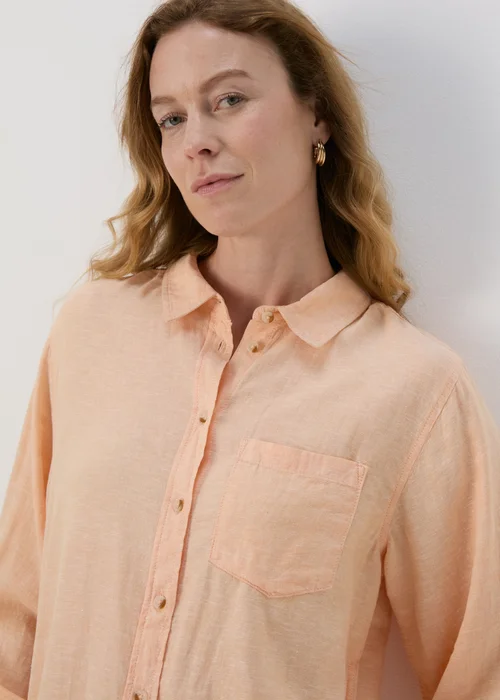 Orange Solid Linen Shirt - 8 Image 3