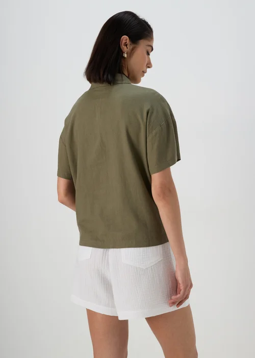 Khaki Linen Short Box Shirt - 8 Image 2