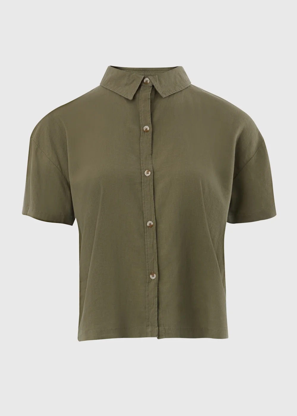 Khaki Linen Short Box Shirt - 8 Image 5