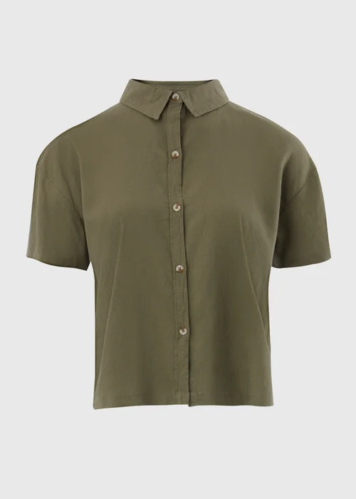 Khaki Linen Short Box Shirt - 8 Image 5