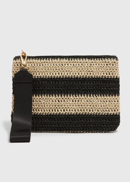 Black Mono Wristlet Clutch - One Size Image 3