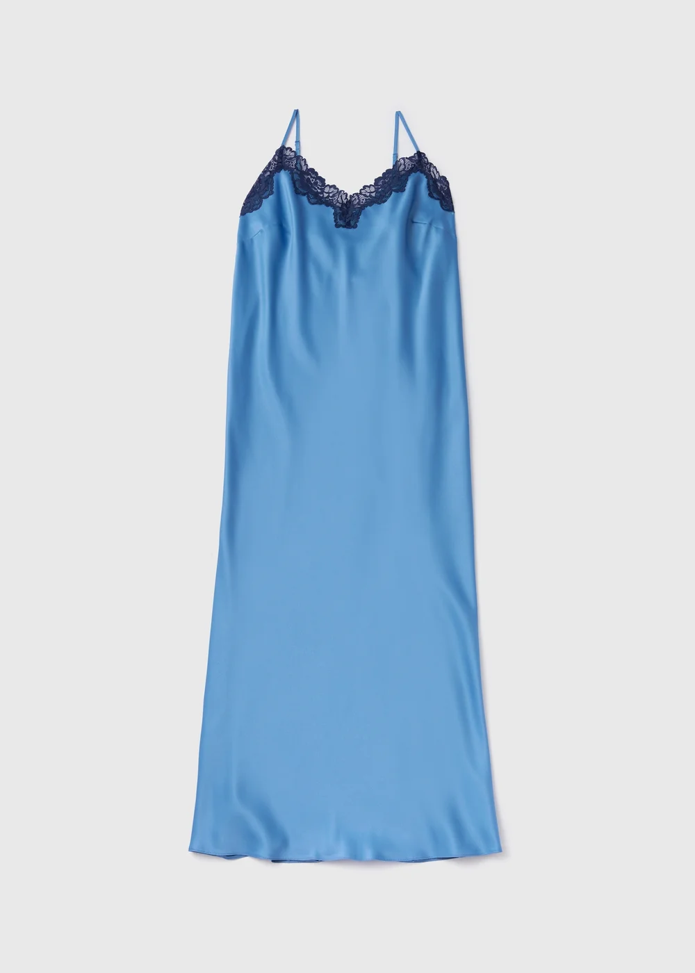 Blue Satin Contrast Lace Chemise Nightie - Size 8 Image 4