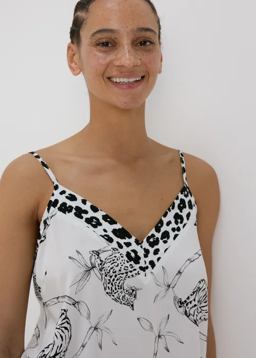Cream Animal Print Viscose Cami Pyjama Top - Size 8 Image 3