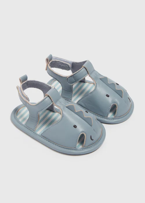 Baby Blue Novelty Shark Sandals (Newborn-18mths) - Age 0 - 3 Months Image 1