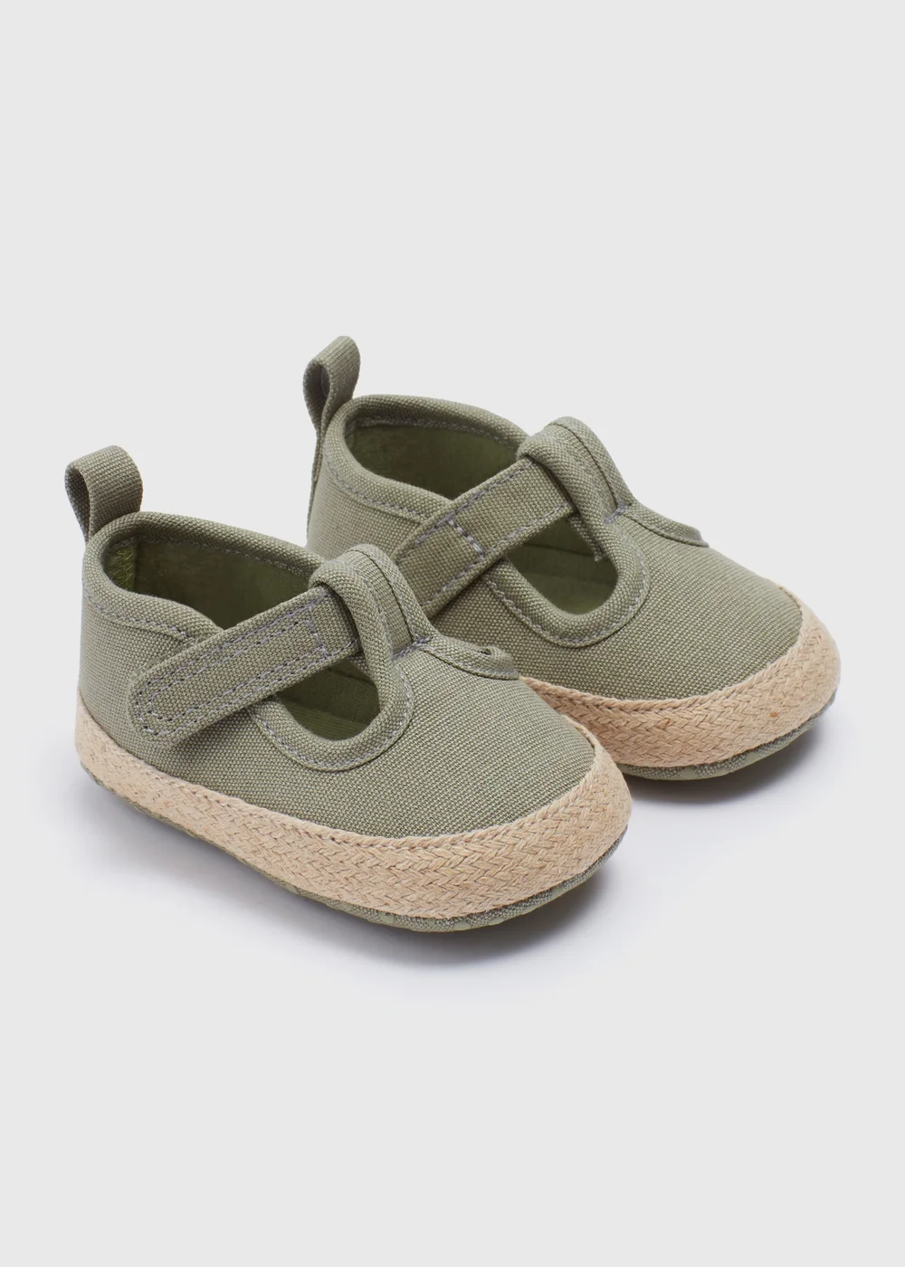 Baby Khaki T Bar Canvas Shoes (Newborn-18mths) - Age 6 - 9 Months Image 1