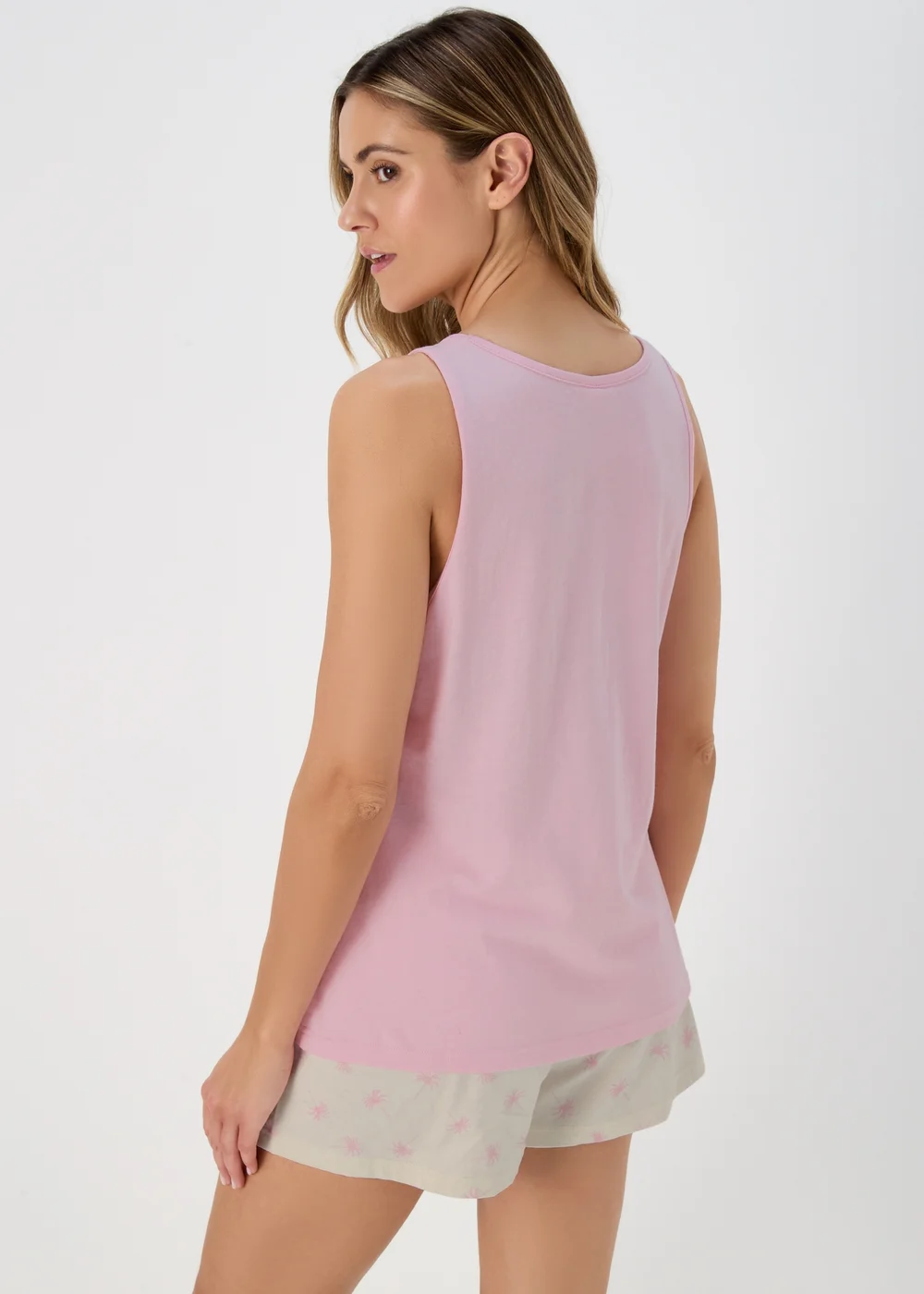 Pink Ribbed Vest & Shorts Viscose Pyjama Set - Small Image 2