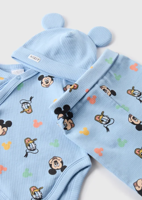 Disney Baby Blue Mickey Mouse 3 Piece Bodysuit Set (Newborn-18mths) - 0-3 months Image 2