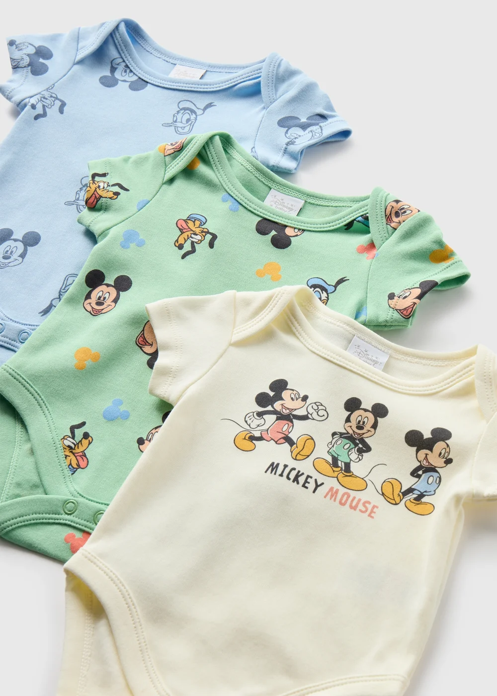 Disney Baby 3 Pack Blue Mickey Mouse Bodysuits (Tiny Baby-18mths) - 0-3 months Image 2