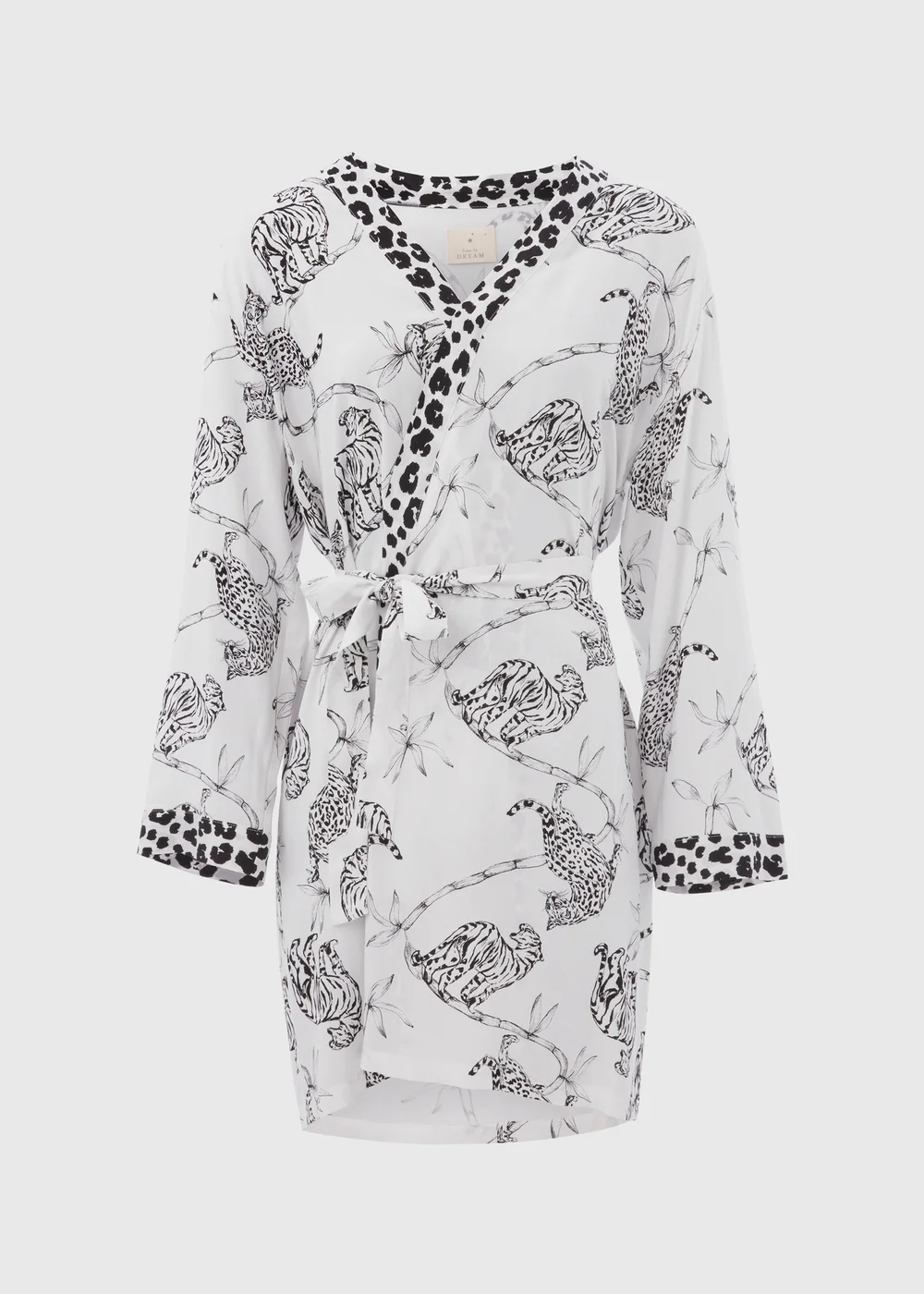 Cream Animal Print Viscose Kimono - Small Image 4