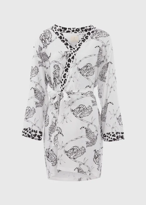 Cream Animal Print Viscose Kimono - Small Image 4