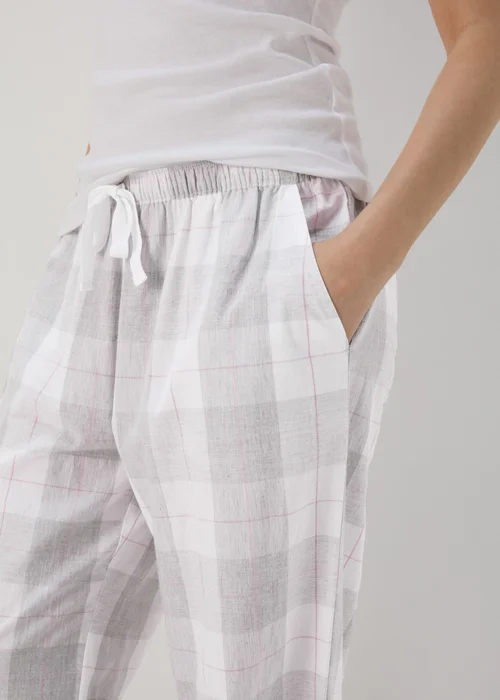 Grey Check Design Pyjama Bottoms - Small Image 3