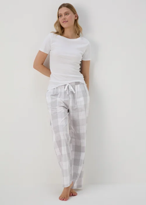Grey Check Design Pyjama Bottoms - Small Image 1