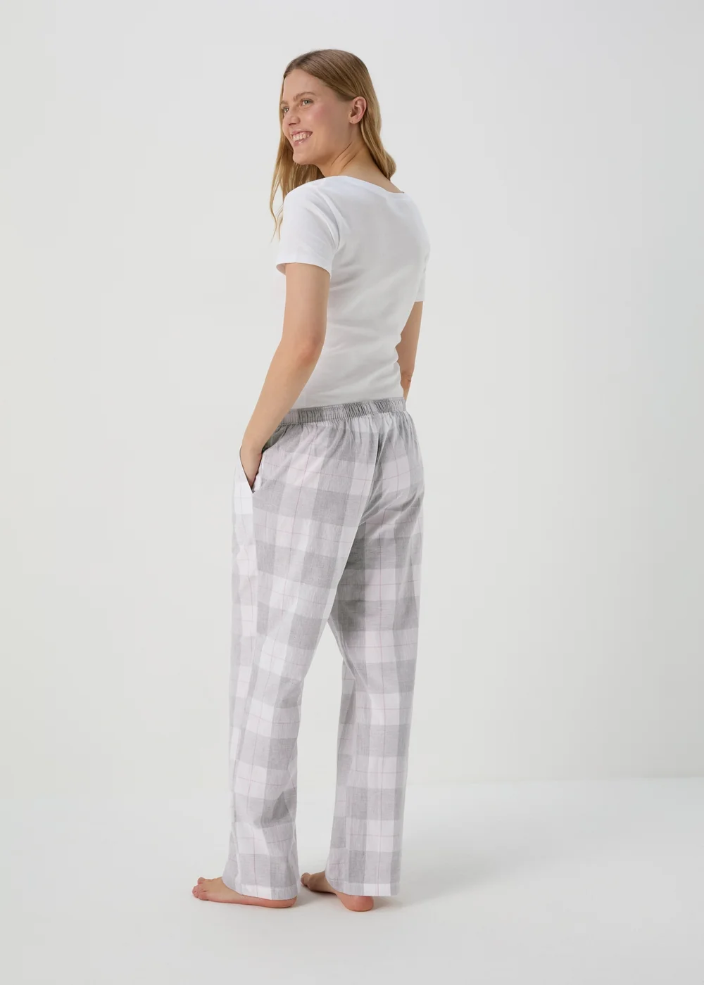 Grey Check Design Pyjama Bottoms - Small Image 2