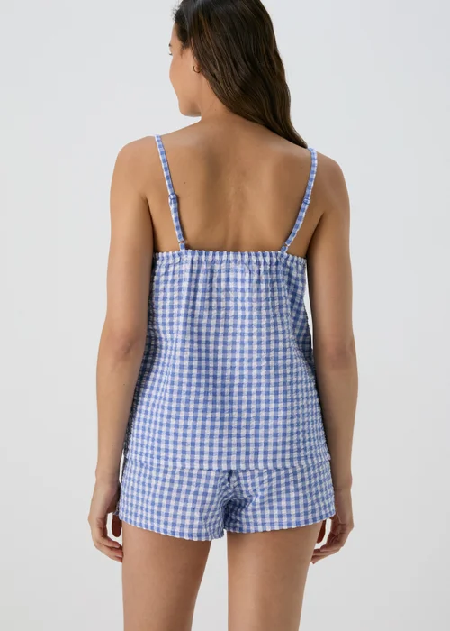 Blue Gingham Knit Textured Cami Pyjama Set - Size 8 Image 2