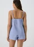 Blue Gingham Knit Textured Cami Pyjama Set - Size 8 Image 2