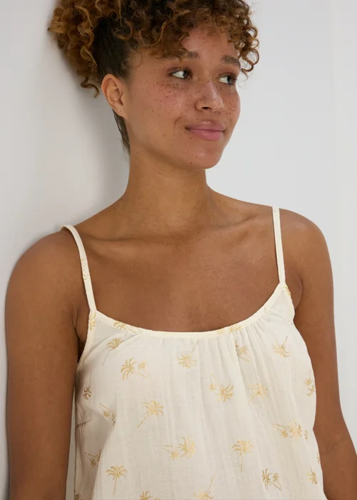 White Double Cloth Foil Print Cami Pyjama Set - Size 8 Image 3