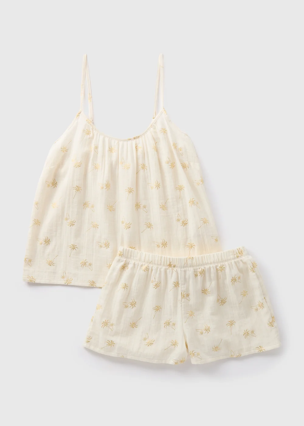 White Double Cloth Foil Print Cami Pyjama Set - Size 8 Image 4