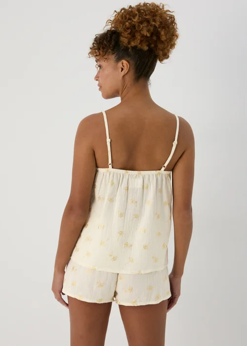 White Double Cloth Foil Print Cami Pyjama Set - Size 8 Image 2