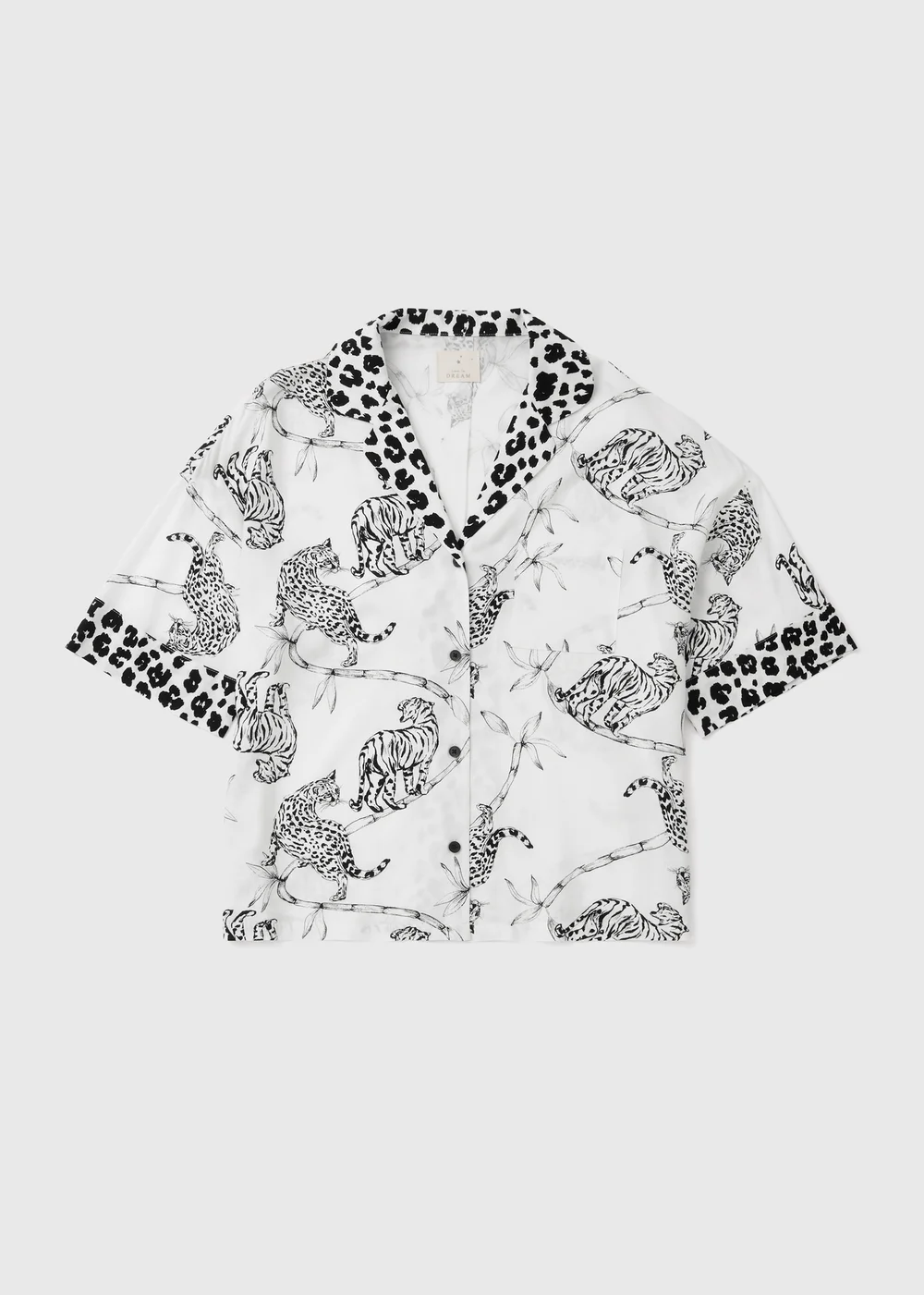 Cream Animal Print Viscose Pyjama Top - Size 8 Image 4