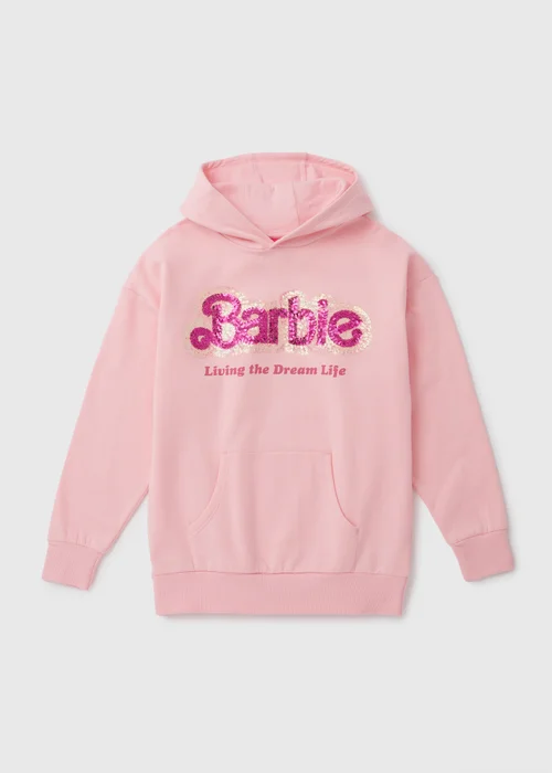 Barbie Pink Slogan Hoodie (4-11yrs) - 4 Yrs Image 1