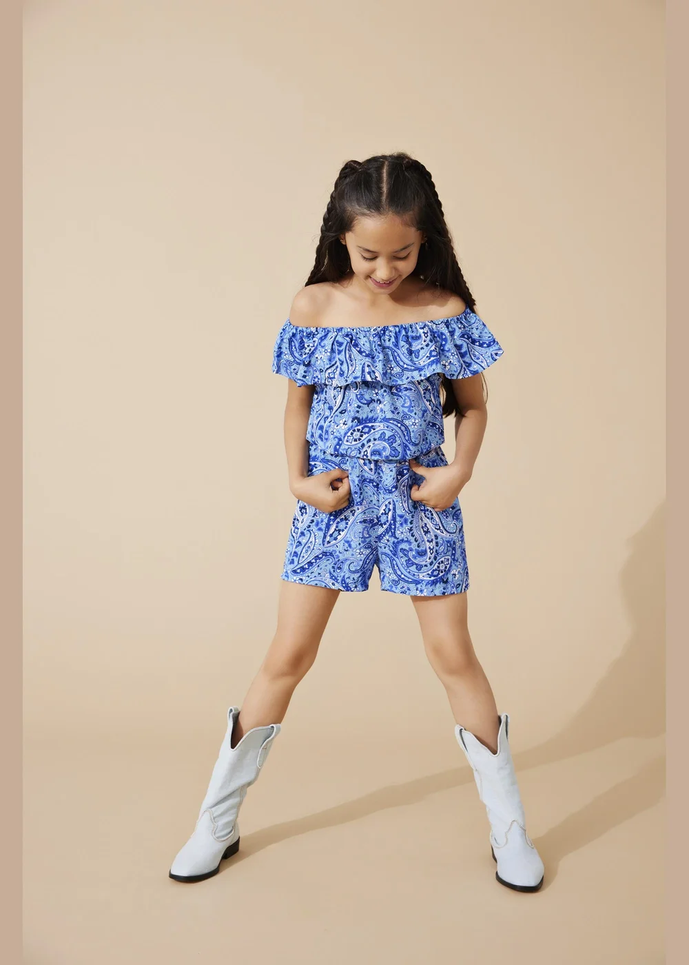 ONLY Girls Blue Paisley Playsuit (6-14yrs) - 6 Yrs Image 1