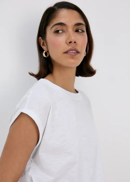 Papaya Petite White Relaxed Plain T-Shirt - XS Image 3