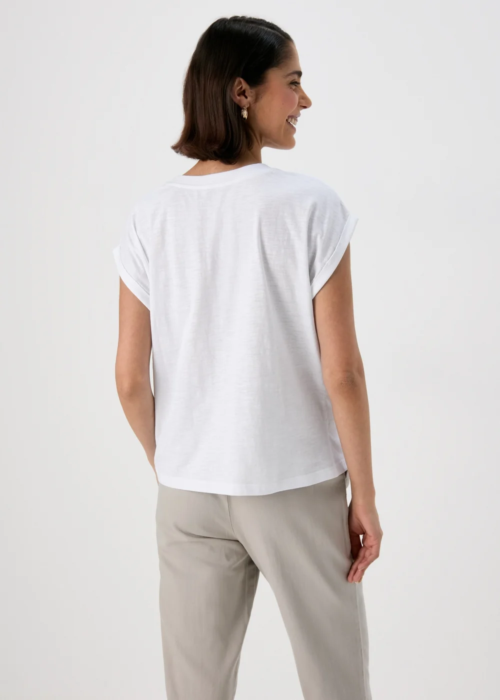 Papaya Petite White Relaxed Plain T-Shirt - XS Image 2