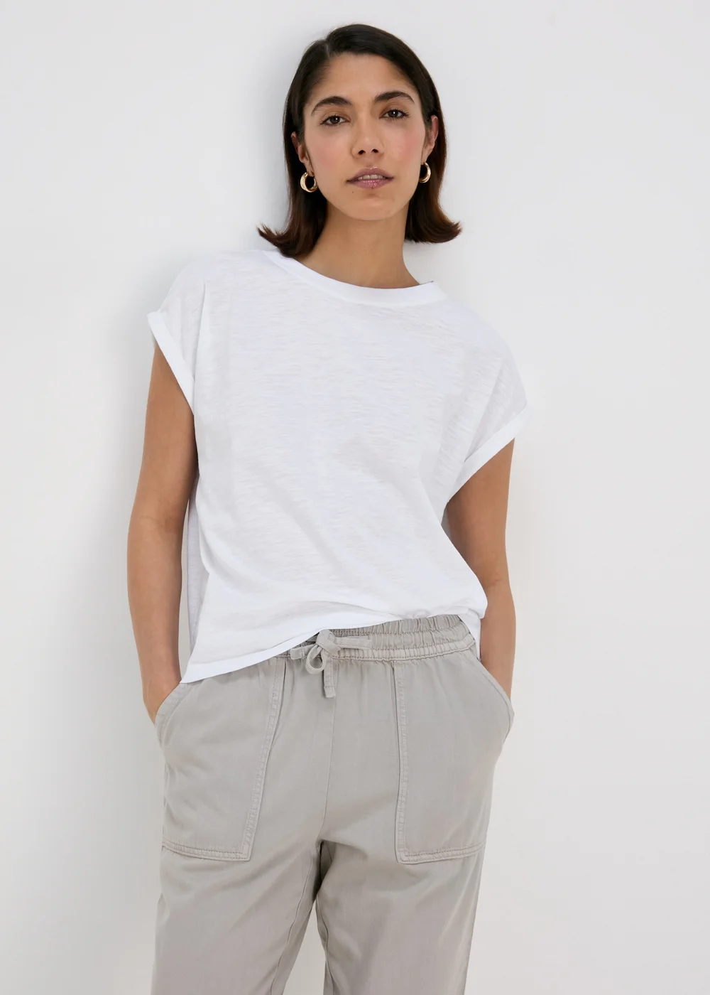Papaya Petite White Relaxed Plain T-Shirt - XS Image 1