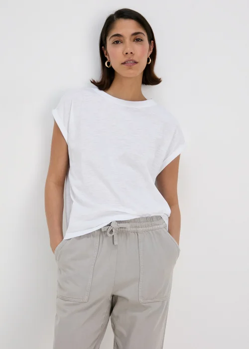 Papaya Petite White Relaxed Plain T-Shirt - XS Image 1
