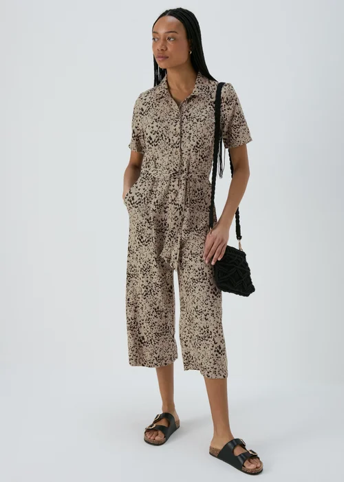 Brown Animal Print Linen Jumpsuit - 8 Image 4