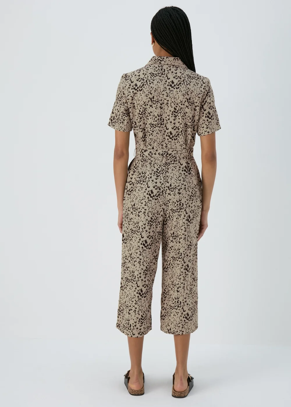 Brown Animal Print Linen Jumpsuit - 8 Image 2