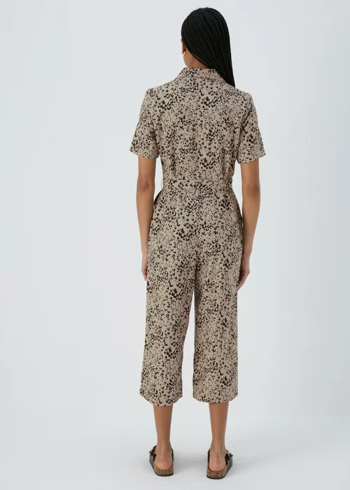 Brown Animal Print Linen Jumpsuit - 8 Image 2