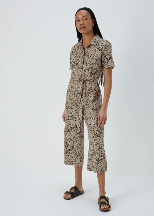Brown Animal Print Linen Jumpsuit - 8 Image 3