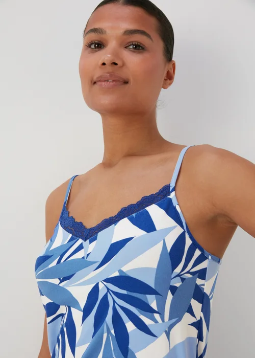 Blue Leaf Print Cami Pyjama Set - Extra small Image 3