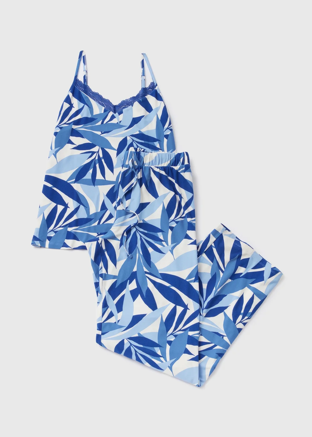 Blue Leaf Print Cami Pyjama Set - Extra small Image 4