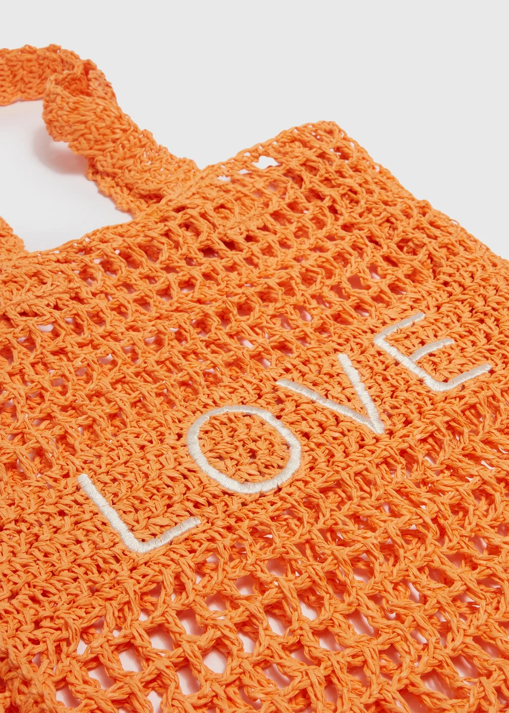 Orange Love Shopper Straw Bag - One Size Image 3