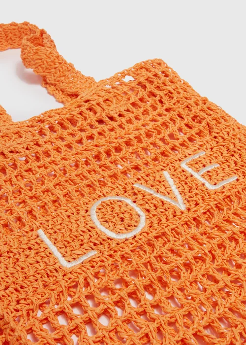Orange Love Shopper Straw Bag - One Size Image 3