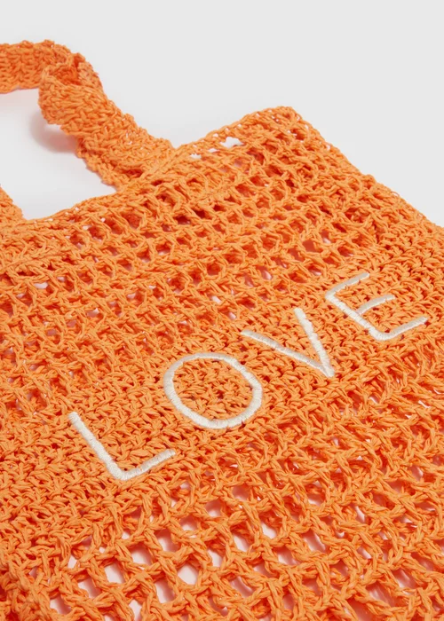 Orange Love Shopper Straw Bag - One Size Image 2