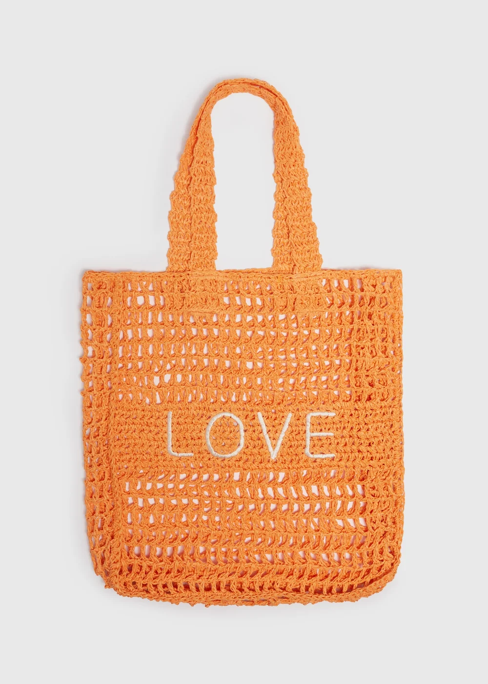 Orange Love Shopper Straw Bag - One Size Image 1