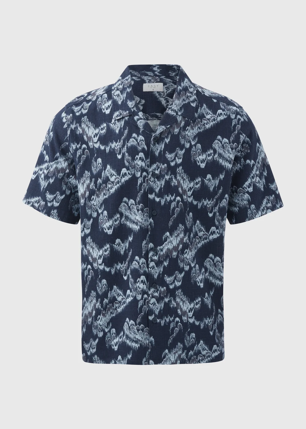 Navy Linen Viscose Shirt - Small Image 5