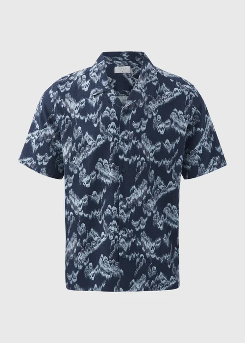 Navy Linen Viscose Shirt - Small Image 5