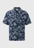 Navy Linen Viscose Shirt - Small Image 5