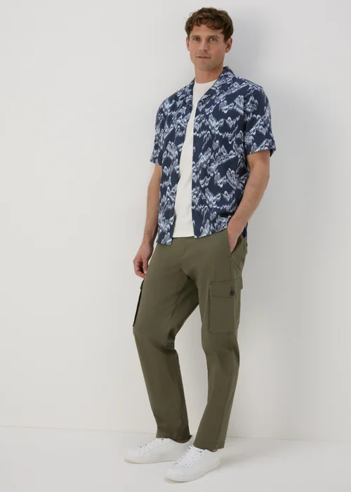 Navy Linen Viscose Shirt - Small Image 1