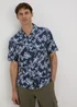 Navy Linen Viscose Shirt - Small Image 4