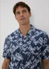 Navy Linen Viscose Shirt - Small Image 3