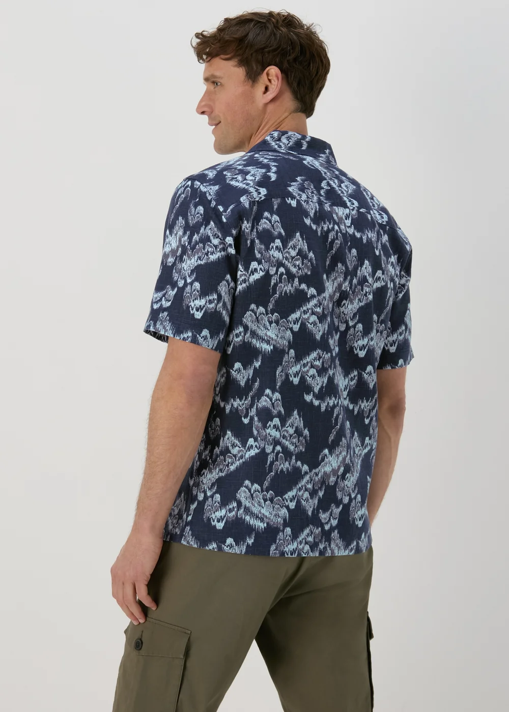 Navy Linen Viscose Shirt - Small Image 2