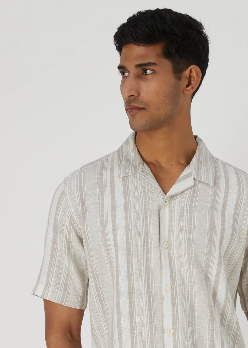 Stone Stripe Linen Shirt - Small Image 3
