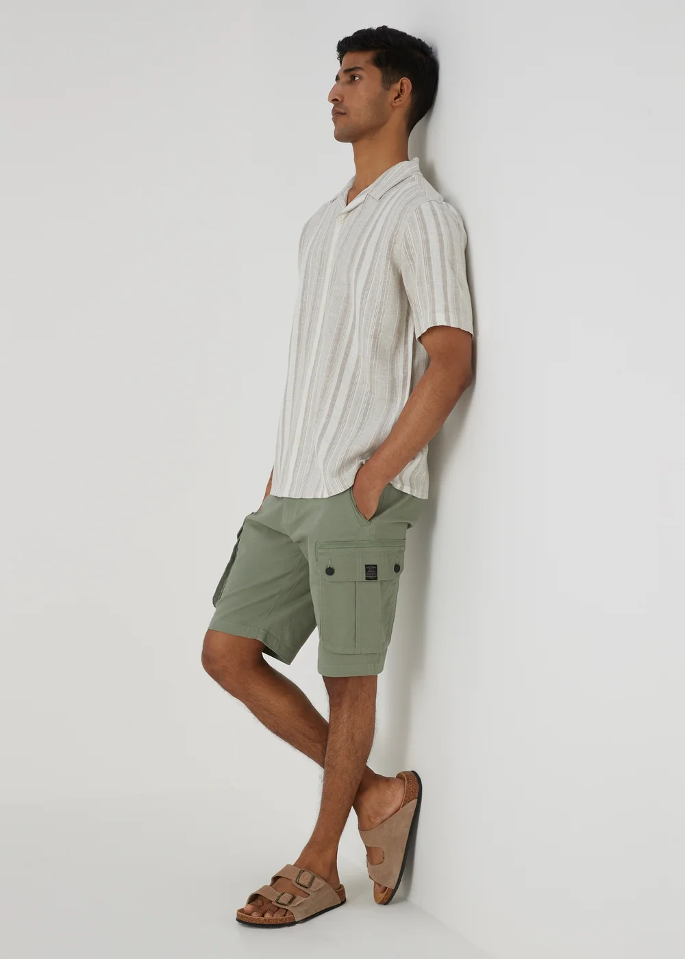 Stone Stripe Linen Shirt - Small Image 4